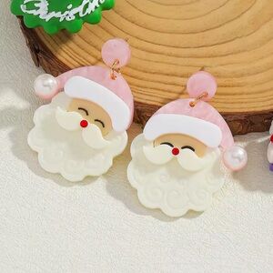 Santa Pink Festive Earrings